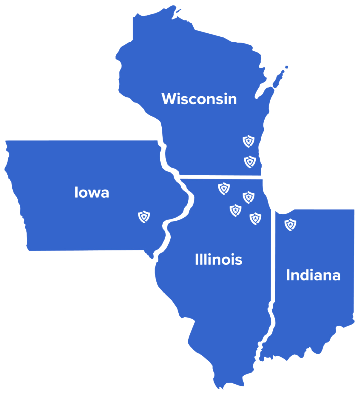 map of the Midwestern Premistar locations